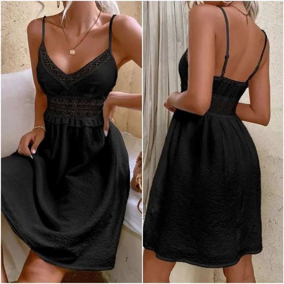 Boho lace Ruffle Mini Dress - Picture 5 of 5